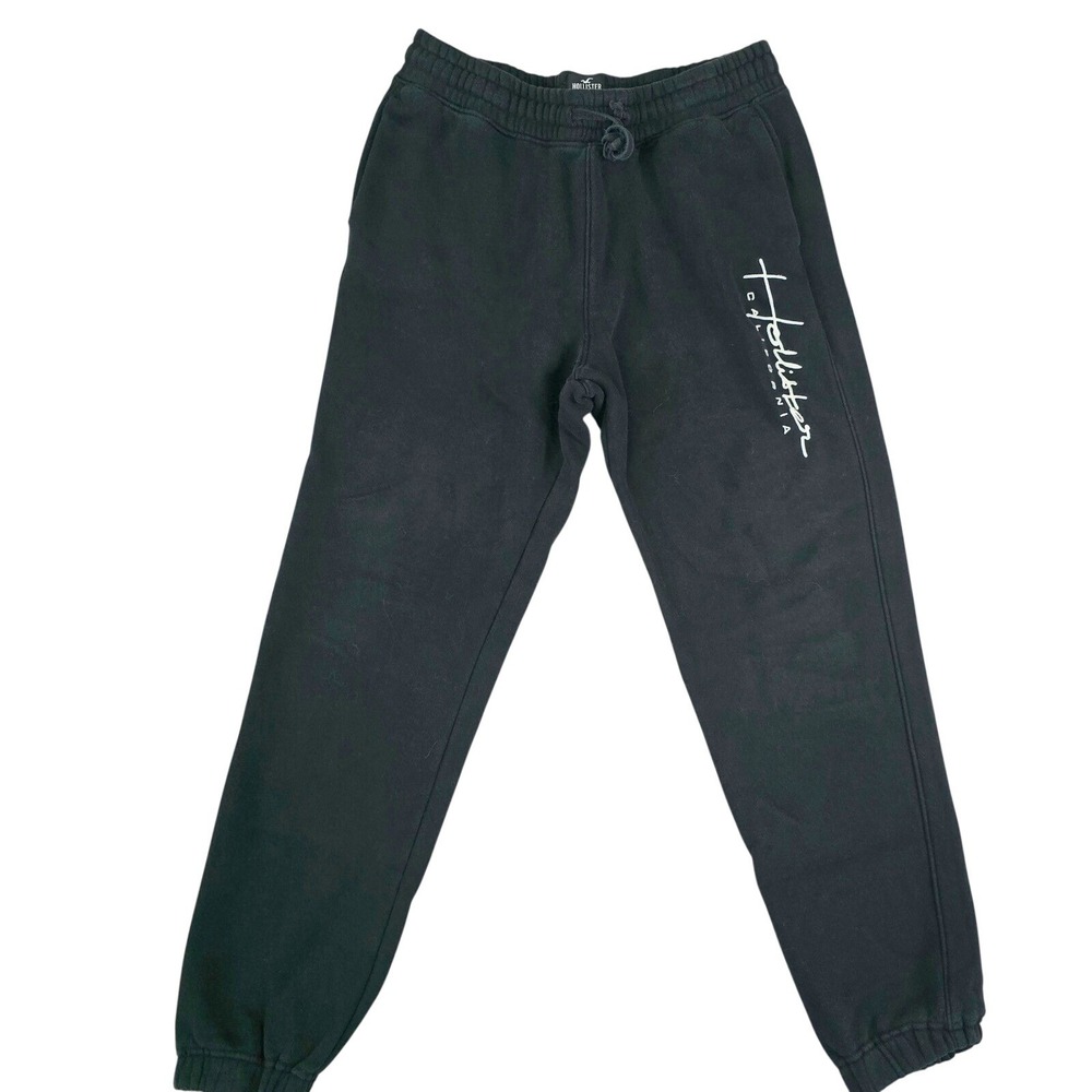 Hollister Must-Have Collection Mens M‎ Black Jogger Sweatpants Script Logo